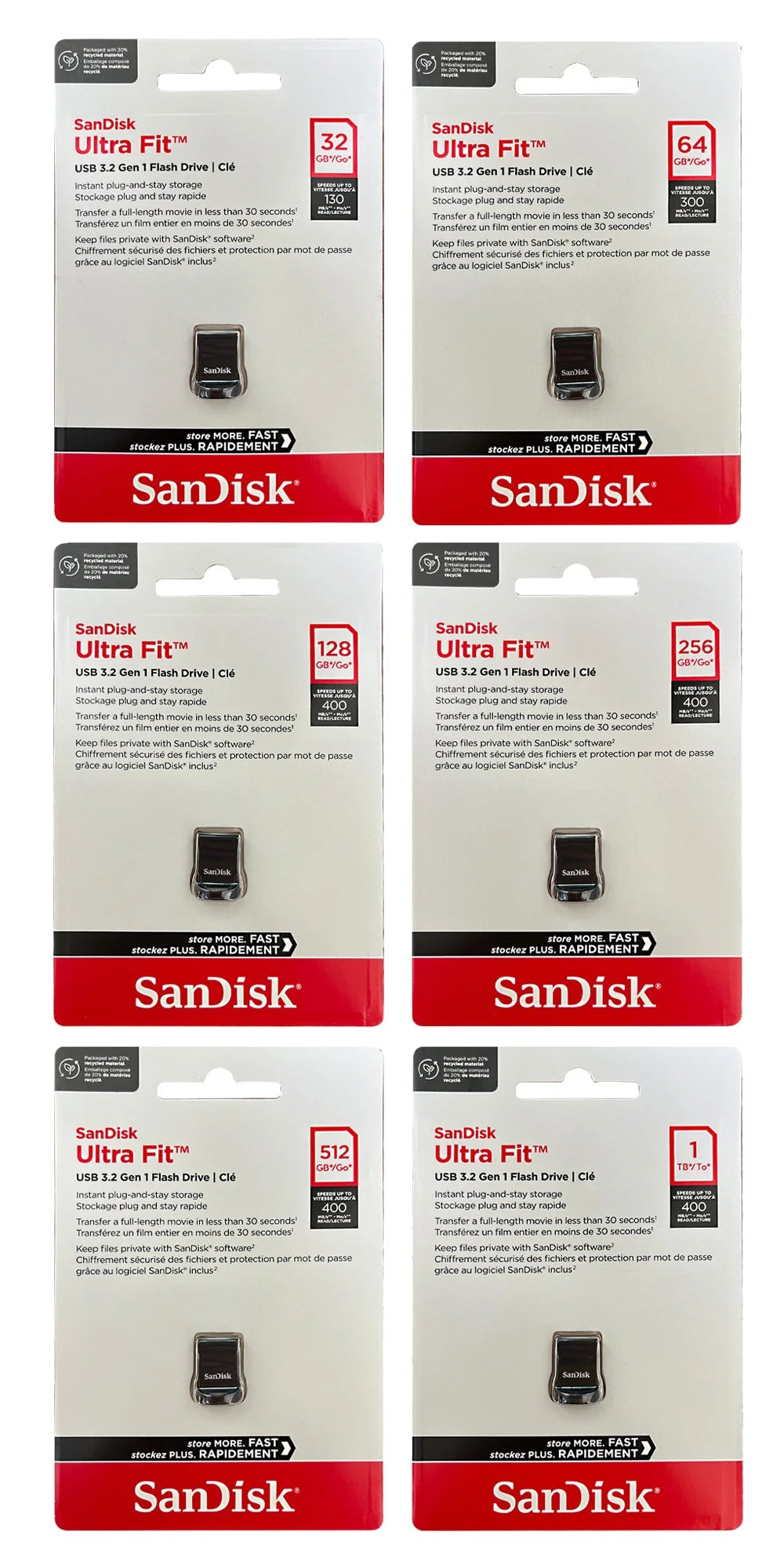 SanDisk Ultra Fit CZ430 128GB 256GB 512GB USB3.2 Pendrive Prędkość odczytu do 400MB/s mini Pendrive 64G 32G 130MB/s Pamięć USB