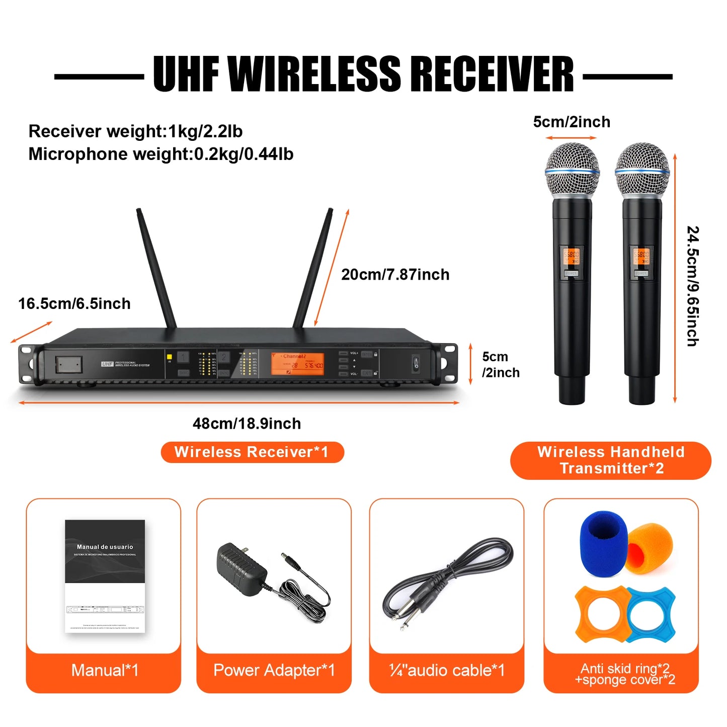 DEPUSHENG T118 Portable Professional Microphone 2-channel Handheld UHF Wireless Microphone System