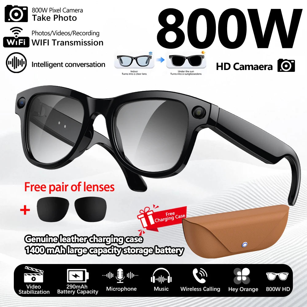 2026 New Smart Glasses Video Recording AI Dialogue Translation 800W HD Camera EIS Anti-Shake Shooting Smart Glasses Men Women