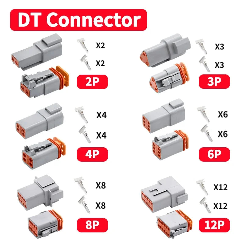 10/50/100 Sets Deutsch DTM/DT/DTP/DTF Automobile Connector Plug&Socket Male&Female Terminal DTM04-2/3/4/6/8/12 DTM06-2/3/4/6/8S