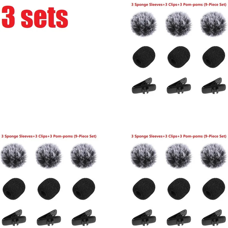 9PCS Furry Windscreen Microphone Lavalier Foam Cover Set Prevent Popping Sound Foam Mic Cover Microphone Accessories MKFPJ02