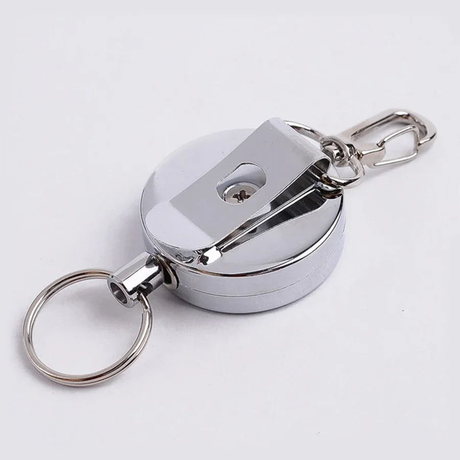 Stainless Steel Wire Rope Elastic Keychain Recoil Sporty Retractable Alarm Key Ring Anti Lost Yoyo Ski Pass ID Card