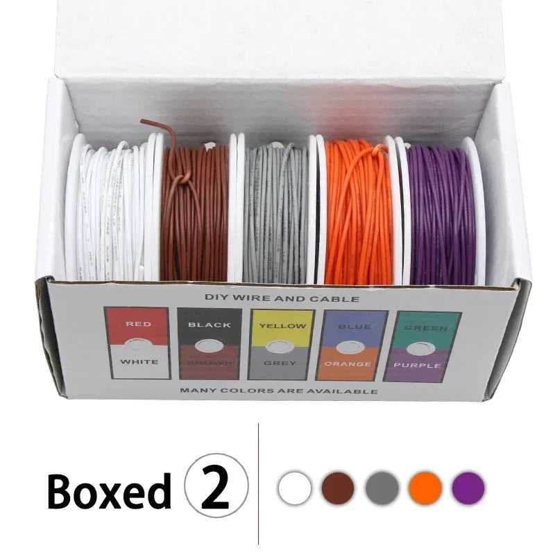 (5 Colors Mix Kit)UL1007 Wire PVC Insulation Tinned Copper Cable Stranded Electrical Line 30/28/26/24/22/20/18/16 AWG PCB Wire