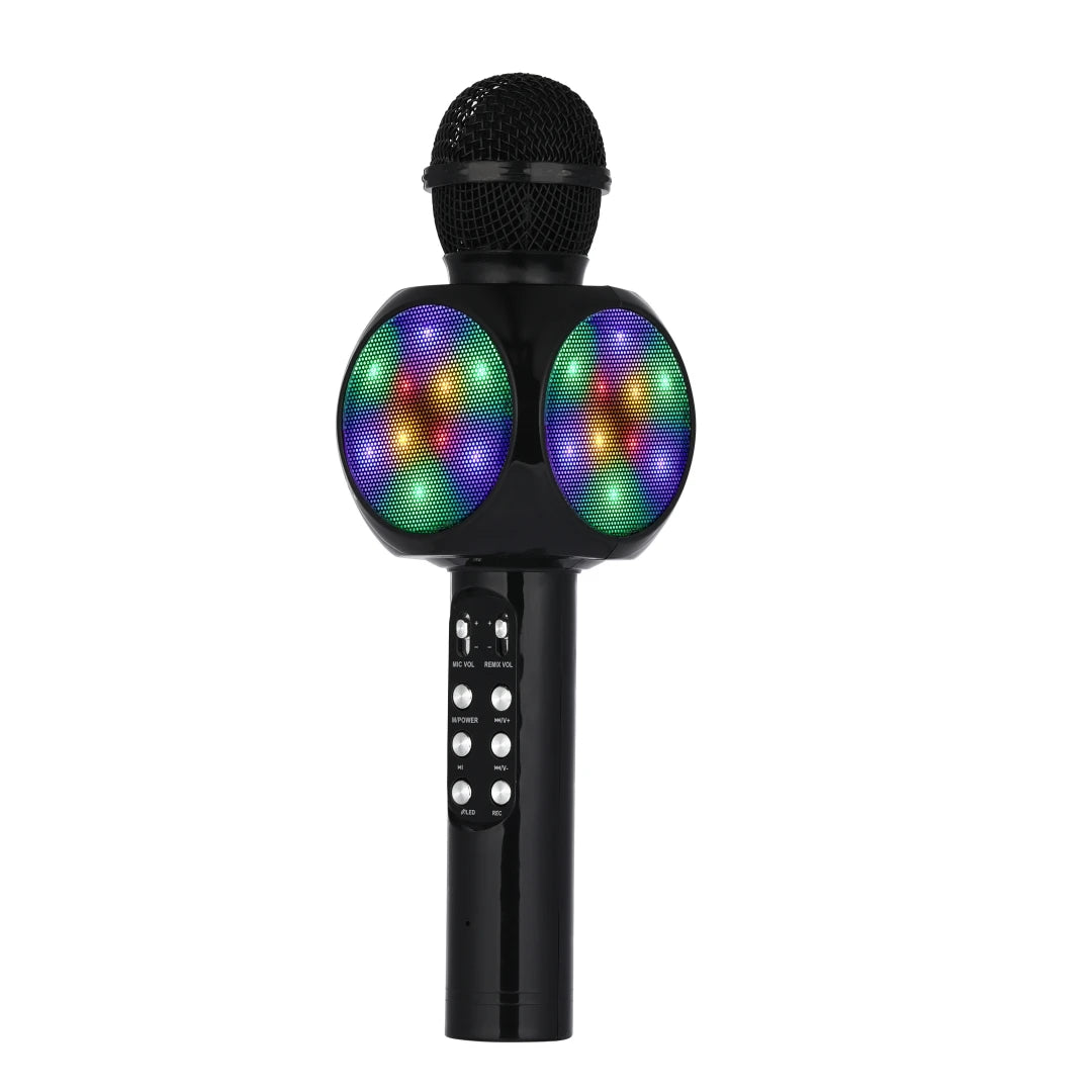 Magic Voice Karaoke Microphone, Wireless Bluetooth Speaker with 4 Voice Changer, Colorful LED Lights, HIFI Sound, for Party Gift