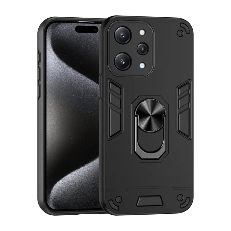Funda For Xiaomi Redmi 12 4G 5G Case Camera Protect Armor Shockproof Phone Case For Redmy 12 Redmi12 Magnetic Holder Ring Cover