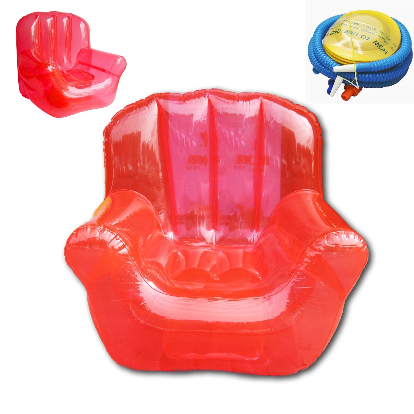 Inflatable Transparent PVC Lounge Chair, Blow Up Sofa for Camping Yard Patio, Air Couch Furniture Outdoor Beach Room