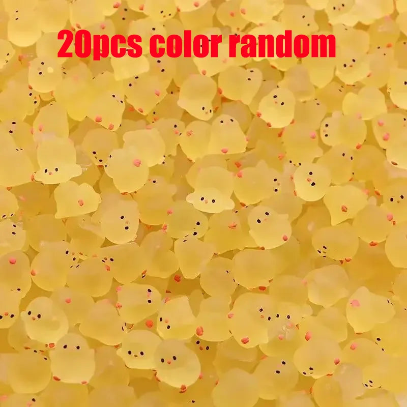 5-40PCS Mini Fluorescence Chicken Moss Toy Microlandscape Miniature Chick Figurines Fairy Garden Accessories Home Decor Crafts
