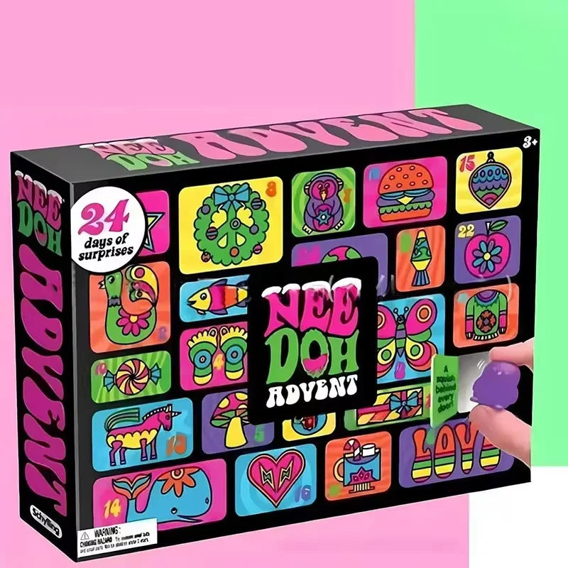 2026 New Hot Needoh Advent Calendar 24 Day Countdown New Year Family Friends Blind Box Party Squishy Squeeze Toy Stress Relif
