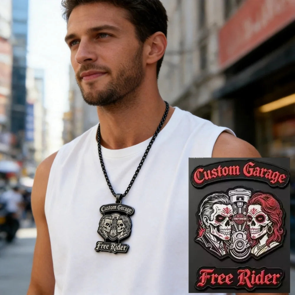 Custom Logo Pendant Neckalce Engraved Picture Nameplate Necklace Personalized Personal Hip Hop Classic Motorcycle Club Jewelry