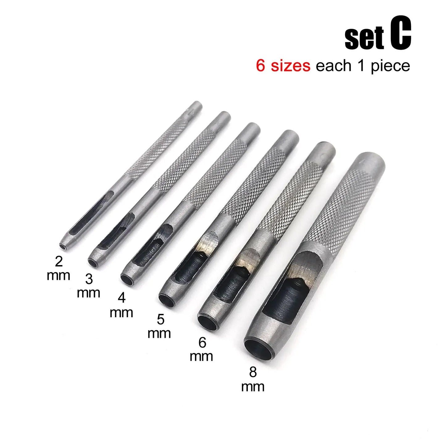 4/6/10pcs Mix Size Round Hole Punch Hollow Cutter Set Lot for Gasket Rubber Leather Craft Belt Bag Clothing High Hardness Steel