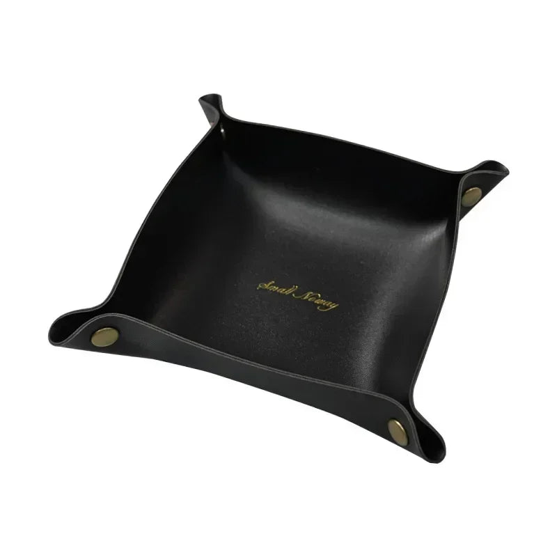 Nordic Leather Desktop Storage Tray Pu Leather Jewelry Cosmetic Key Storage Tray Desktop Folding Organizer Storage Box For Home