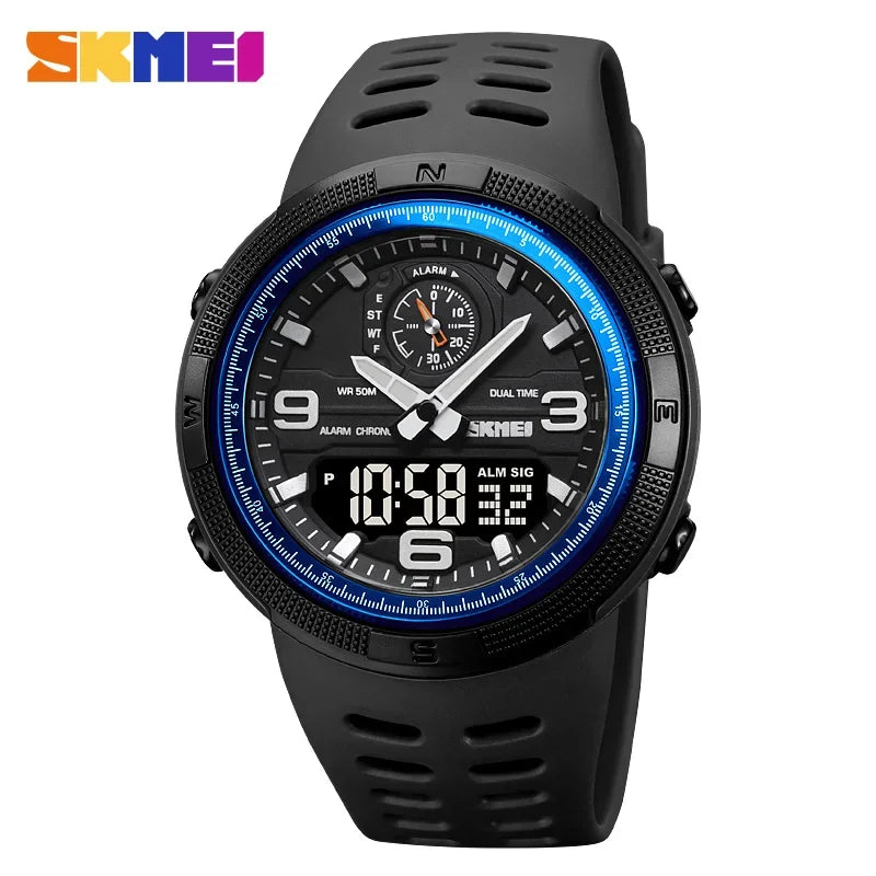SKMEI Outdoor Sports Men's Electronic 1655 Watch Dual Display Multi functional Waterproof Student Exploration Watch
