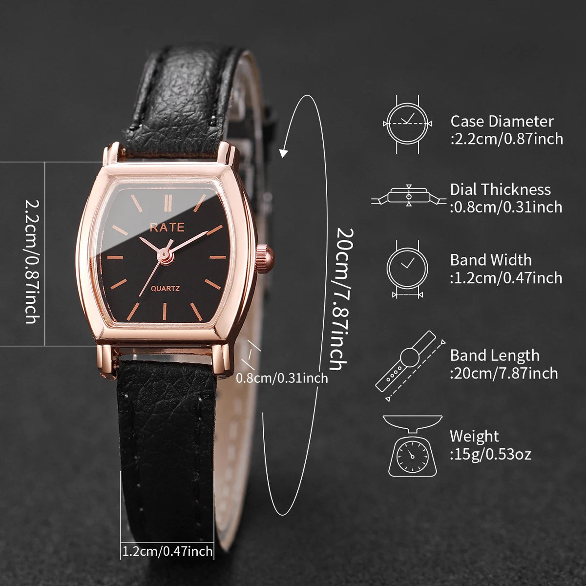 2PCS/Set Fashion Casual Women Watches Leather Strap Quartz Wristwatch Reloj Mujer Girls Clock Gift(Without Box)