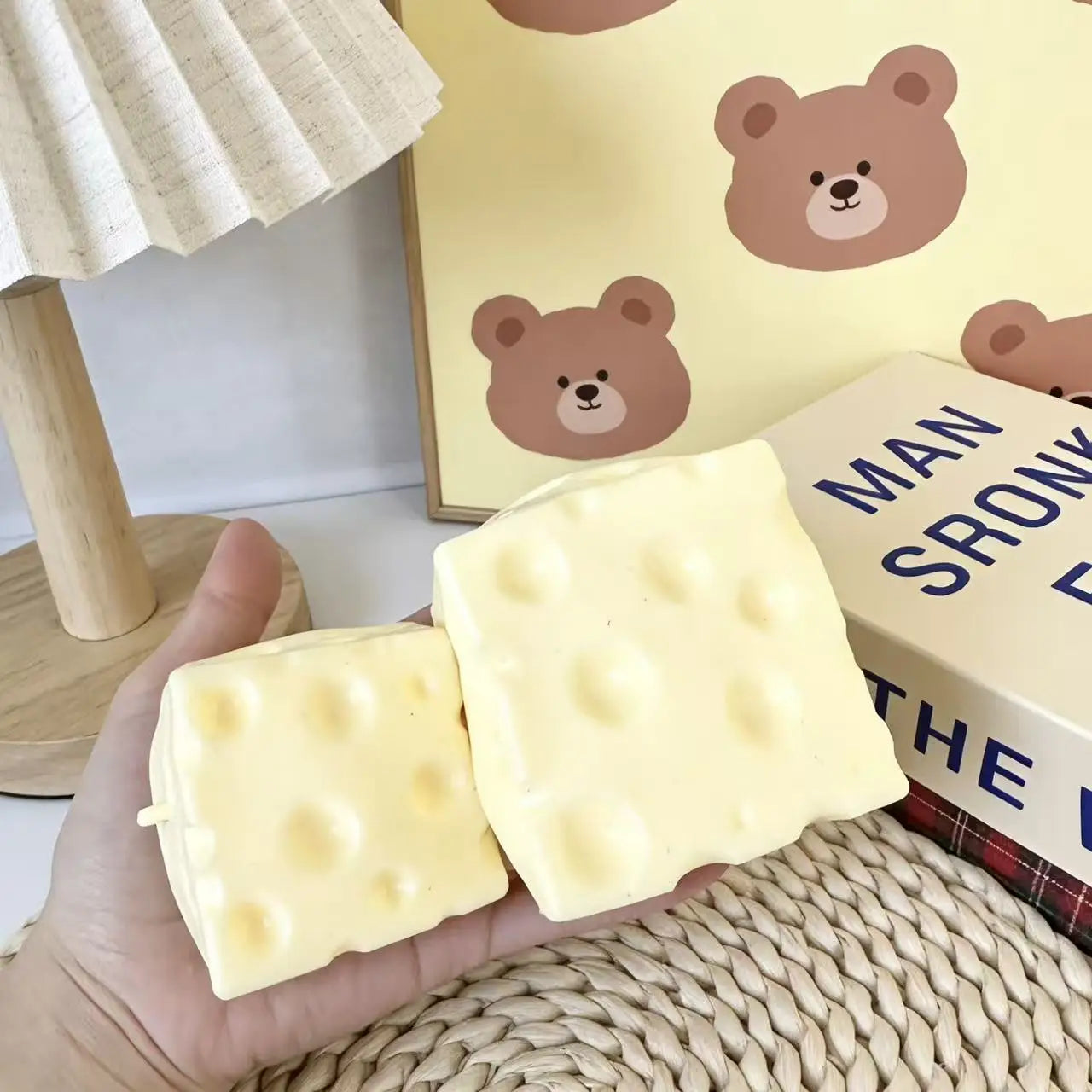 Giant Cheese Cube Stress Ball Squishy Cheese Shapeable Squeeze Ball Non-Bounce Fidget Toy ASMR Sensory Anti-Stress Adults Gift