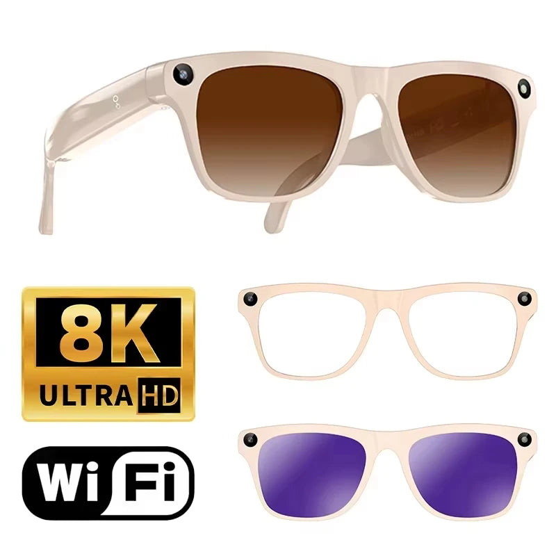 Lenovo 8KHD 2400W Upgrade Smart AI Glasses Women Men Color Changing Photo Video Voice Call Translation Motorcycle Glasses