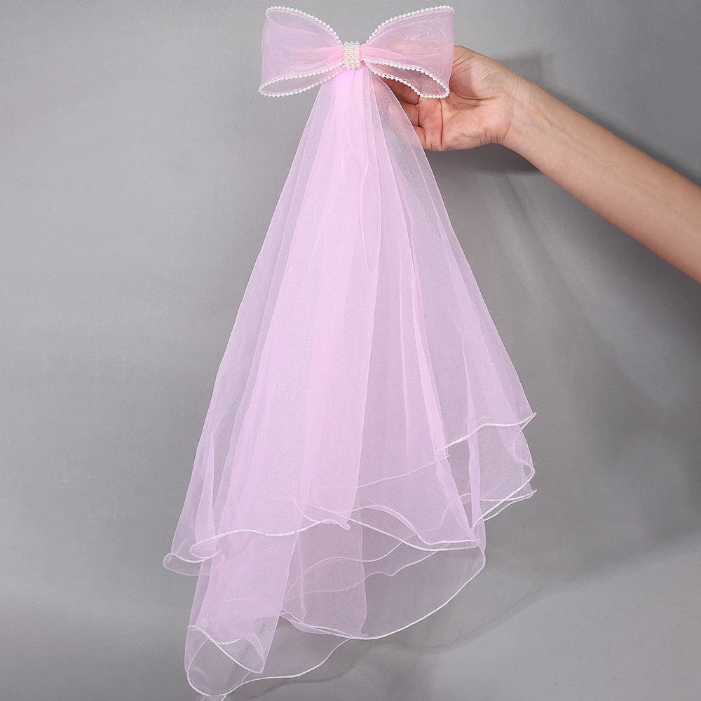 White Tulle Hair Clips For Girls Fairy Mesh Bow Large Hairpin Flower Barrette Summer Party Wedding Women Headdress Accessories