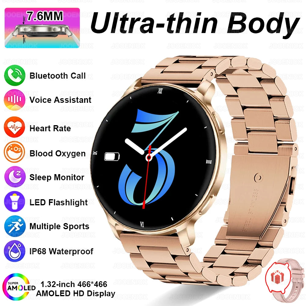 7.6MM Smart Watch 1.32'' AMOLED HD Screen Men Women Sports Watches LED Flashlight BT Call Heart Rate Health Care Smartwatch 2026