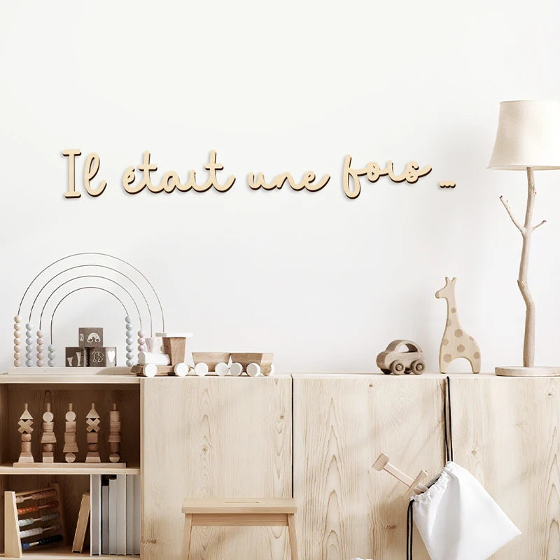 Once Upon A Time Sign Wooden Wall Sticker Wood Wall Stickers Wall Decor Wood Lettering for Reading Nook or Room Decoration
