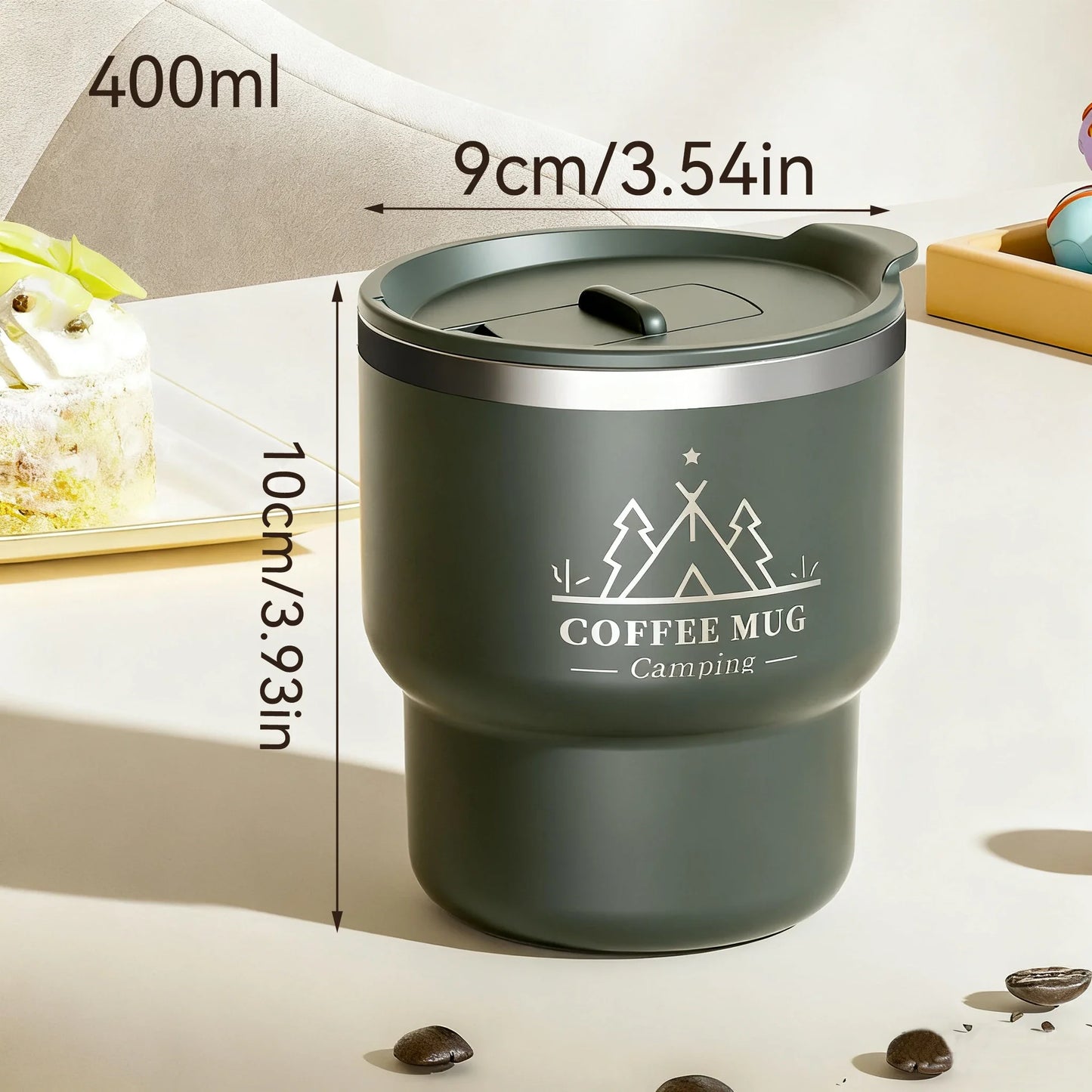 400ml 304 Stainless Steel Double Layer Thermal Cup, Insulated Water Mug for Office Milk Coffee, Student Portable Sealed Tumbler