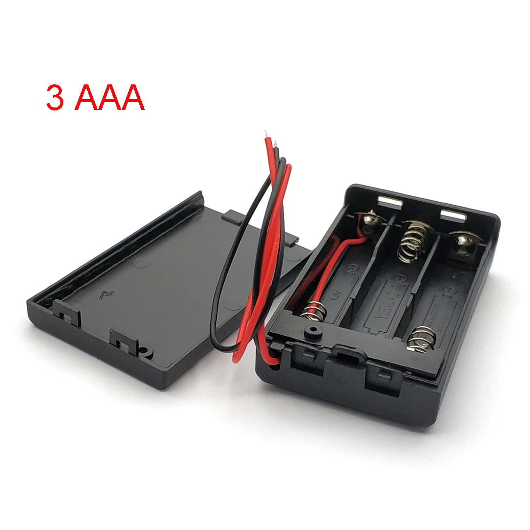 AAA Battery Holder Case Box with Leads with ON/OFF Switch Cover 2 3 4 Slot Standard Battery Container