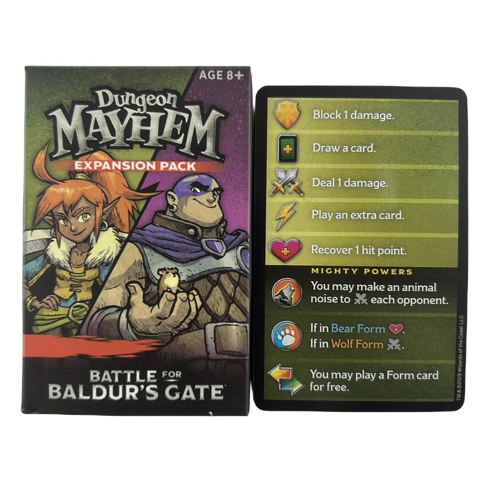 1pc Dungeon Mayhem EXPANSION PACK Family Fun Board Game Playing Cards Family Party Board Deck For