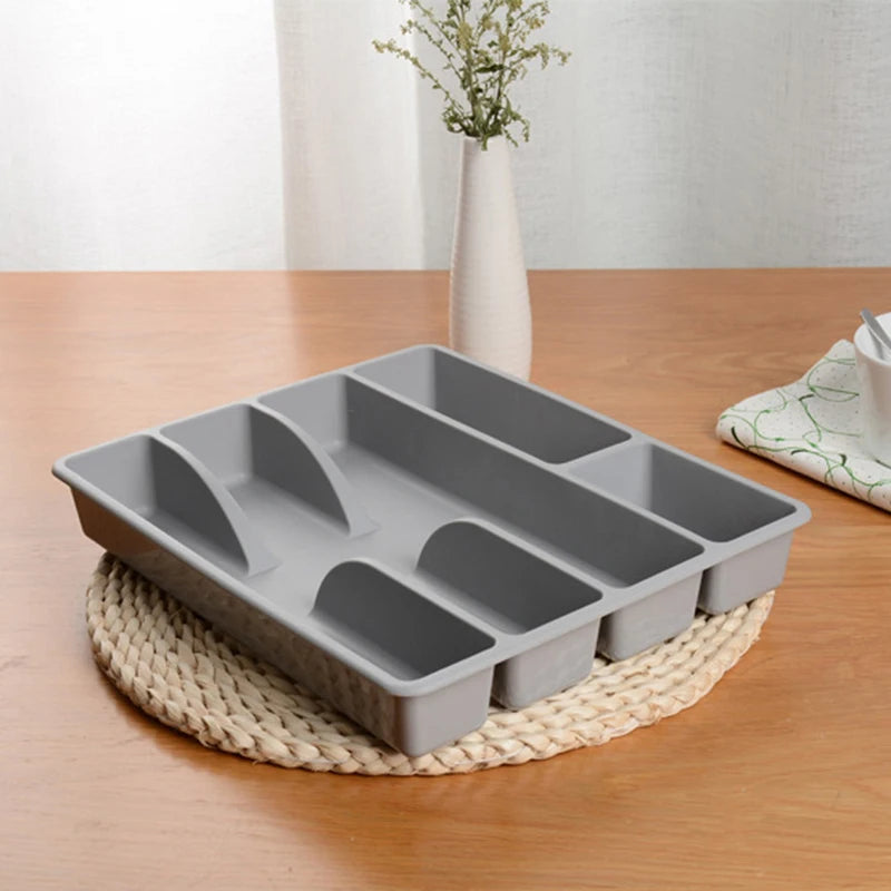 1Pc Kitchen Drawer Cutlery Organizer Silverware Holder Utensil Divider Box Plastic Flatware Storage Tray Home Restaurant Supply