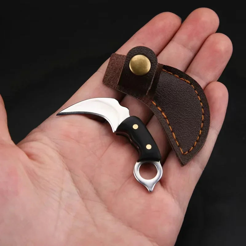 New Mini Wood Handle Keychain Pocket Knife Stainless Steel Camping Small Mini Portable Knife Peeler Fixed Blade Multi EDC Tool