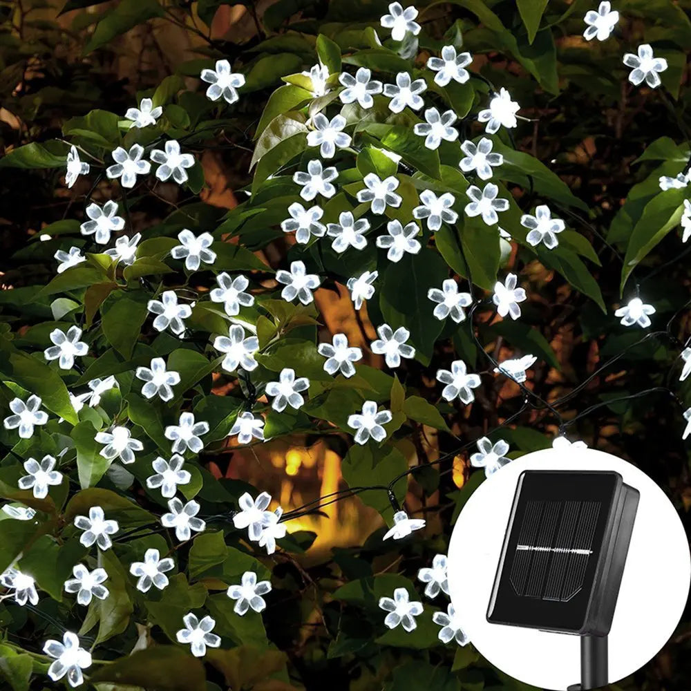Outdoor Solar Led String Lights Cherry Flowers Light Strings 8 Lighting Modes Solar Lamp for Camping Wedding Christmas Decor