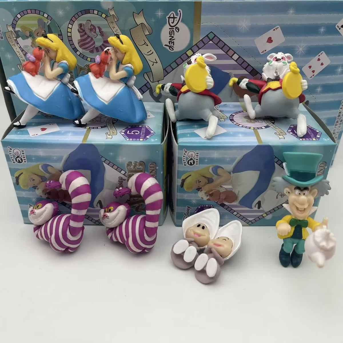 Alices In Wonderland Anime Figures Cheshir Cat White Rabbit Young Oyster Action Figure Toys Desktop Decoration Surprise Gifts