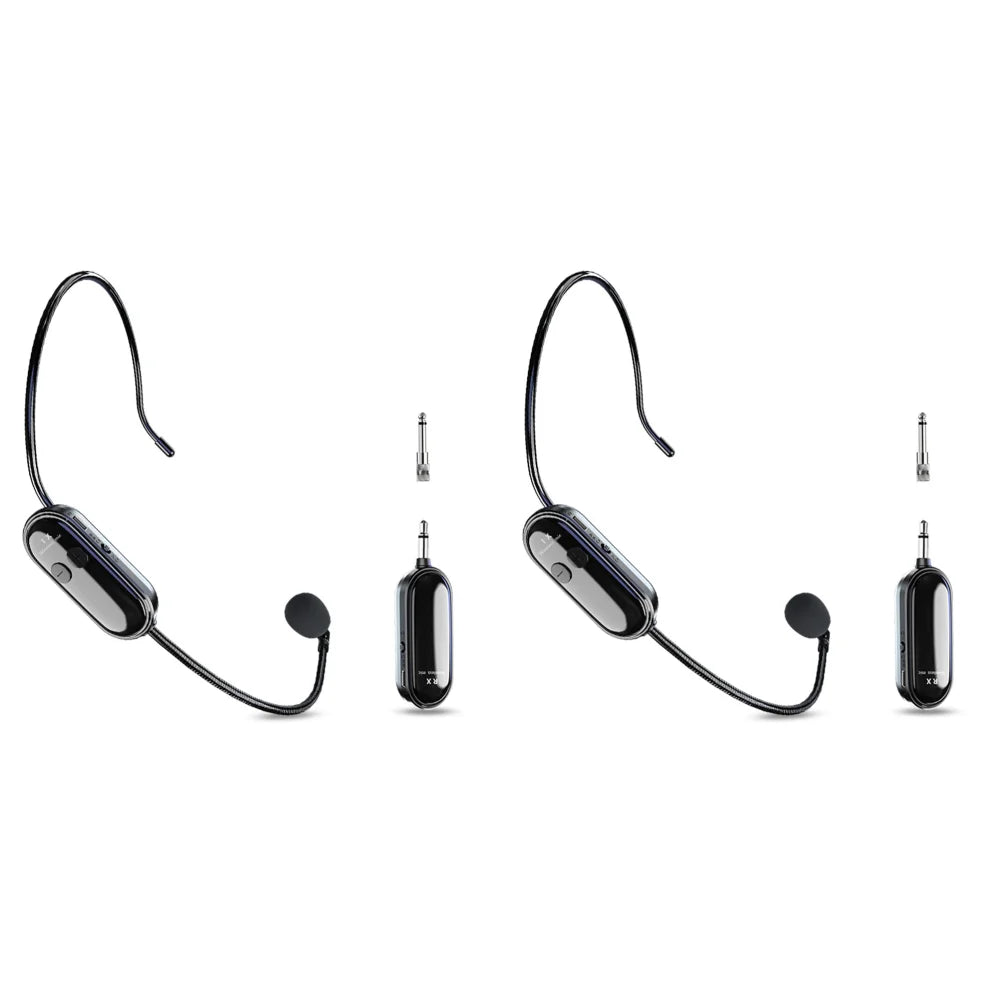 1-5PCS 2.4G 2 in 1 Head-mounted Wireless Lavalier Microphone Set Transmitter with Receiver for Amplifier Voice Speaker Teaching