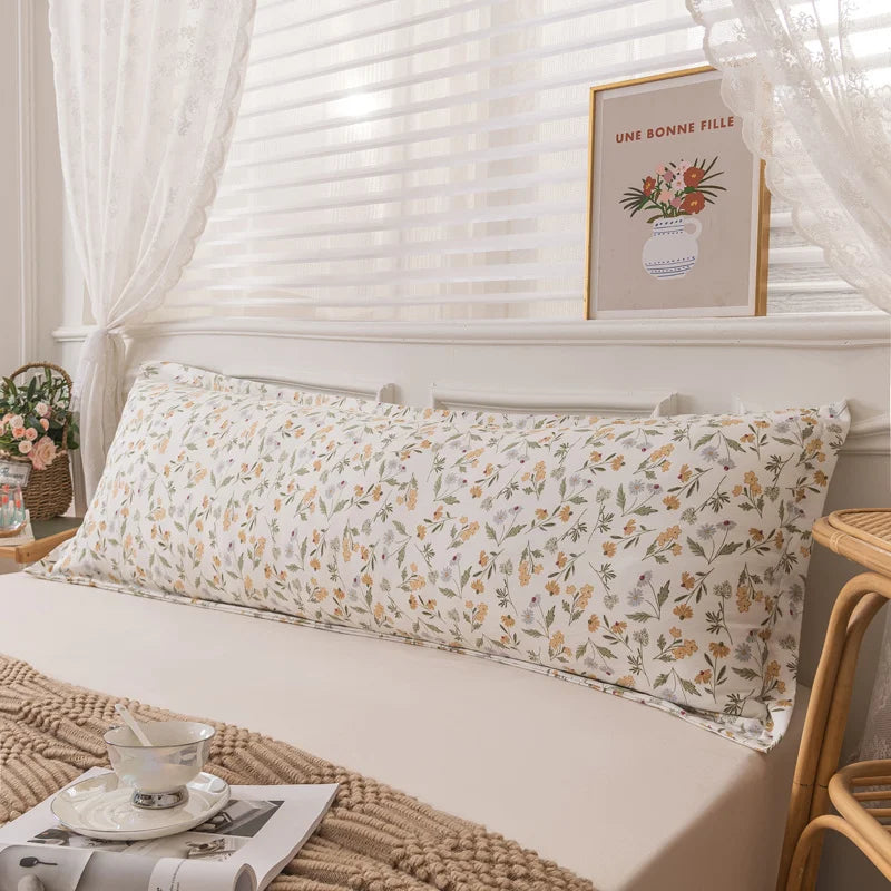 1pc 100% Polyester And Hemp Double Long Pillowcases, Pillowcase Lover Sleeping Bedding