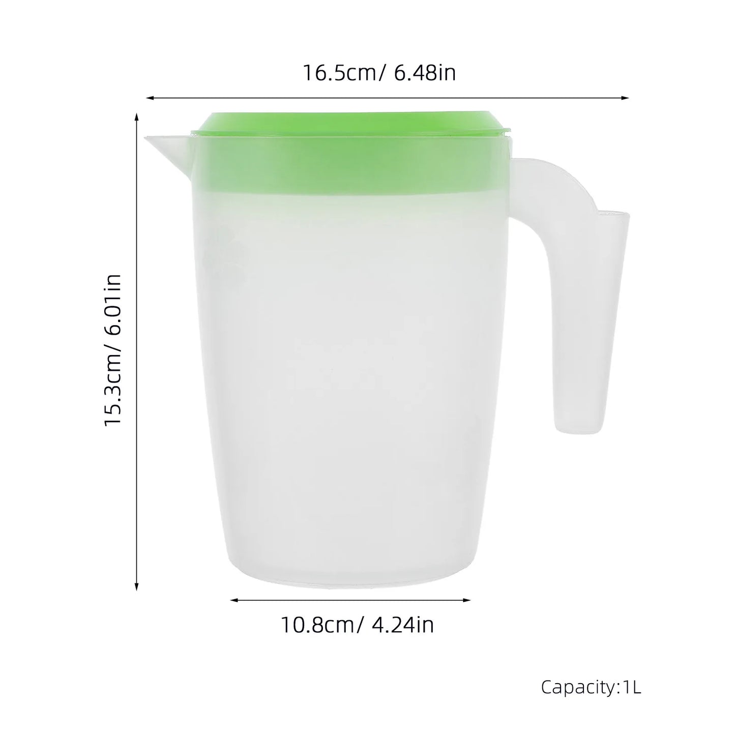 1L Plastic Pitcher with Lid for Juice Water Iced Tea Cold Beverages Milk Beer Lemonade Home Kitchen Office Party Picnic Swimming