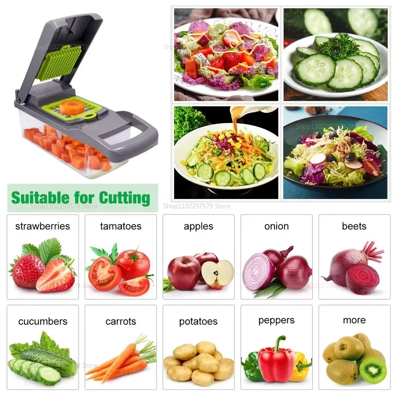 Multifunctional Portable Kitchen Chopper Vegetable Shredder Slicer, Potato Carrot Grater, Fruit Veggie Home Food Processor
