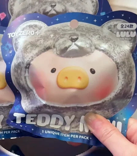 Genuine Lulu The Piggy Teddy Mini Ore Collection Series Cute Beans Figure Home Desktop Decor For Anime Toy Collectors