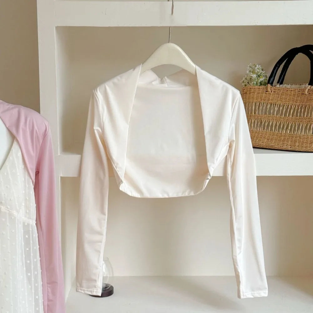 Ultra-thin Long Sleeve Crop Top Quick-Drying Anti UV Long Ice Silk Sleeves Solid Color UV Protection Sunscreen Arm Covers Girls