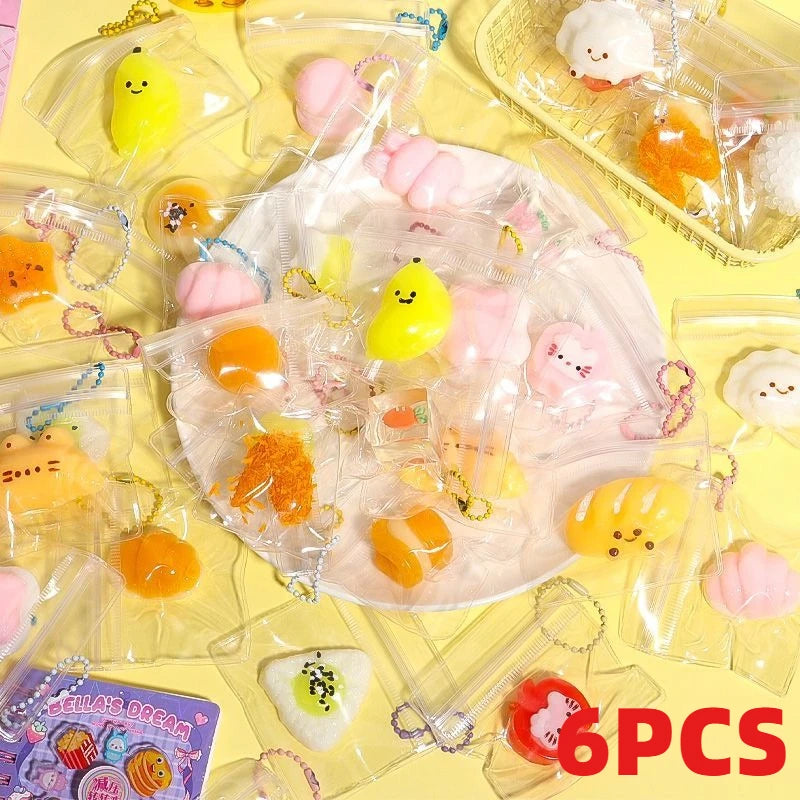 6/10PCS Mini Squeeze Toys Stress Relief Toys Cute Simulation Toys Food Rebound Gifts Hanging Decorations for Stress Relief 2026