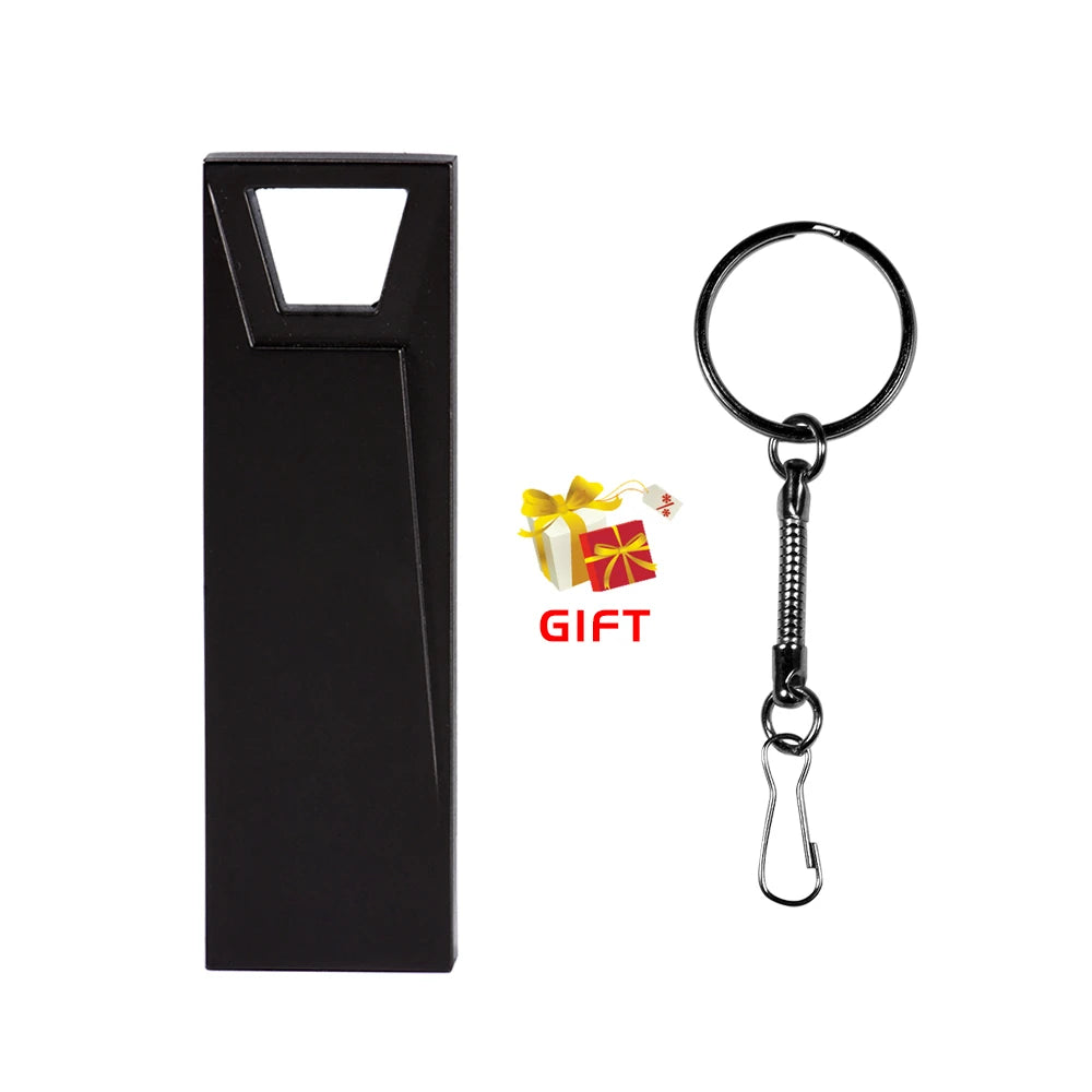 JASTER Metal USB Flash Drive 128GB Business Gift Memory Stick 64GB Free Key Chain Pen Drive 32GB Silver Flash Disk 16GB 8GB 4GB