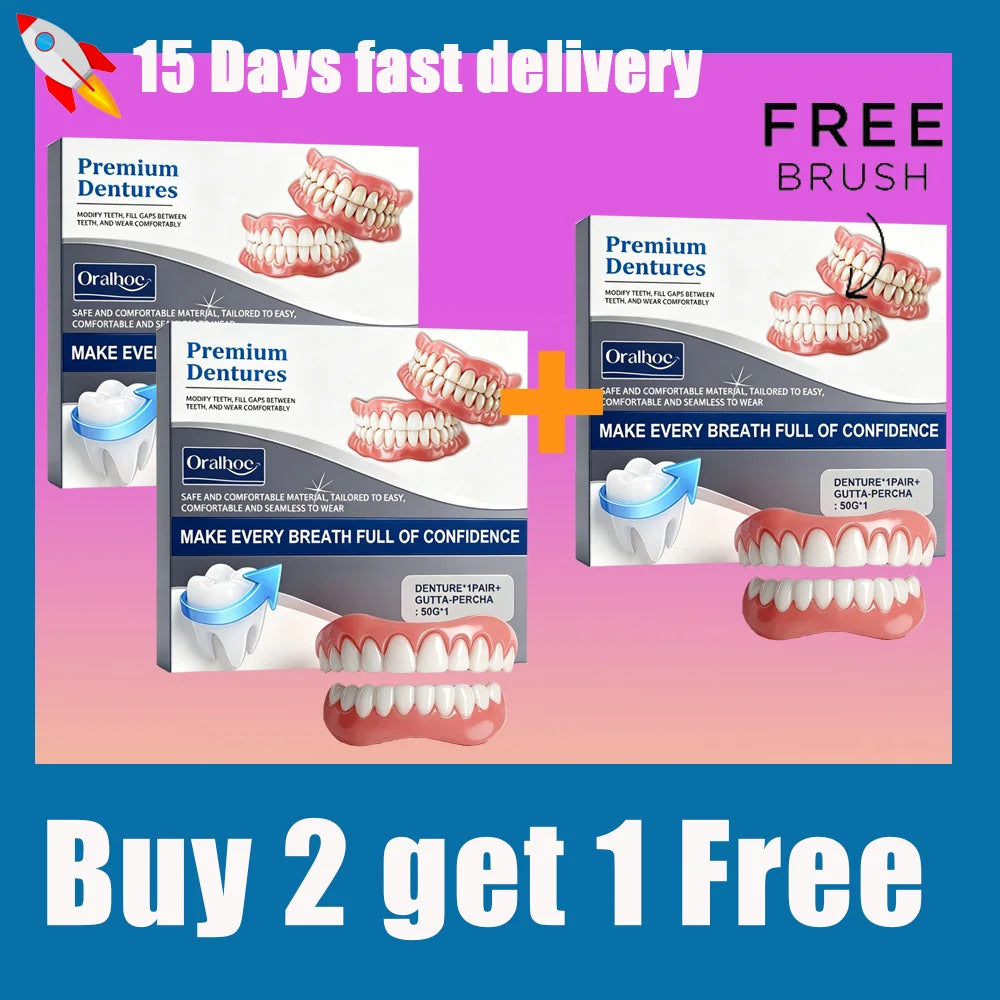 Premium Adjustable Denture Grooming Kit, Easy Daily Teeth Maintenance for Healthy, Beautiful Relaxed Smiles