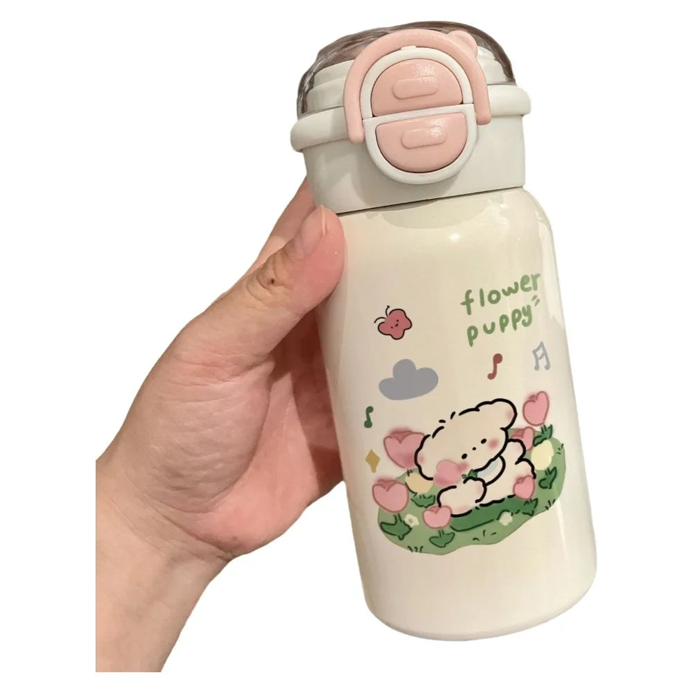 Cute 500ml Double Drinking Water Cup Cartoon Large Capacity Water Bottle with Straw Leak Proof Iced Coffee Cup Gym
