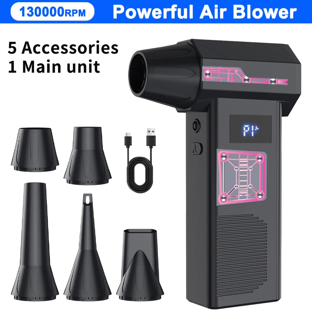 13000rpm Turbo Jet FanPowerful Air Blower, High Speed Jet Fan Handheld Portable Type-C Charging Dust Snow Cleaning Air Turbo Jet