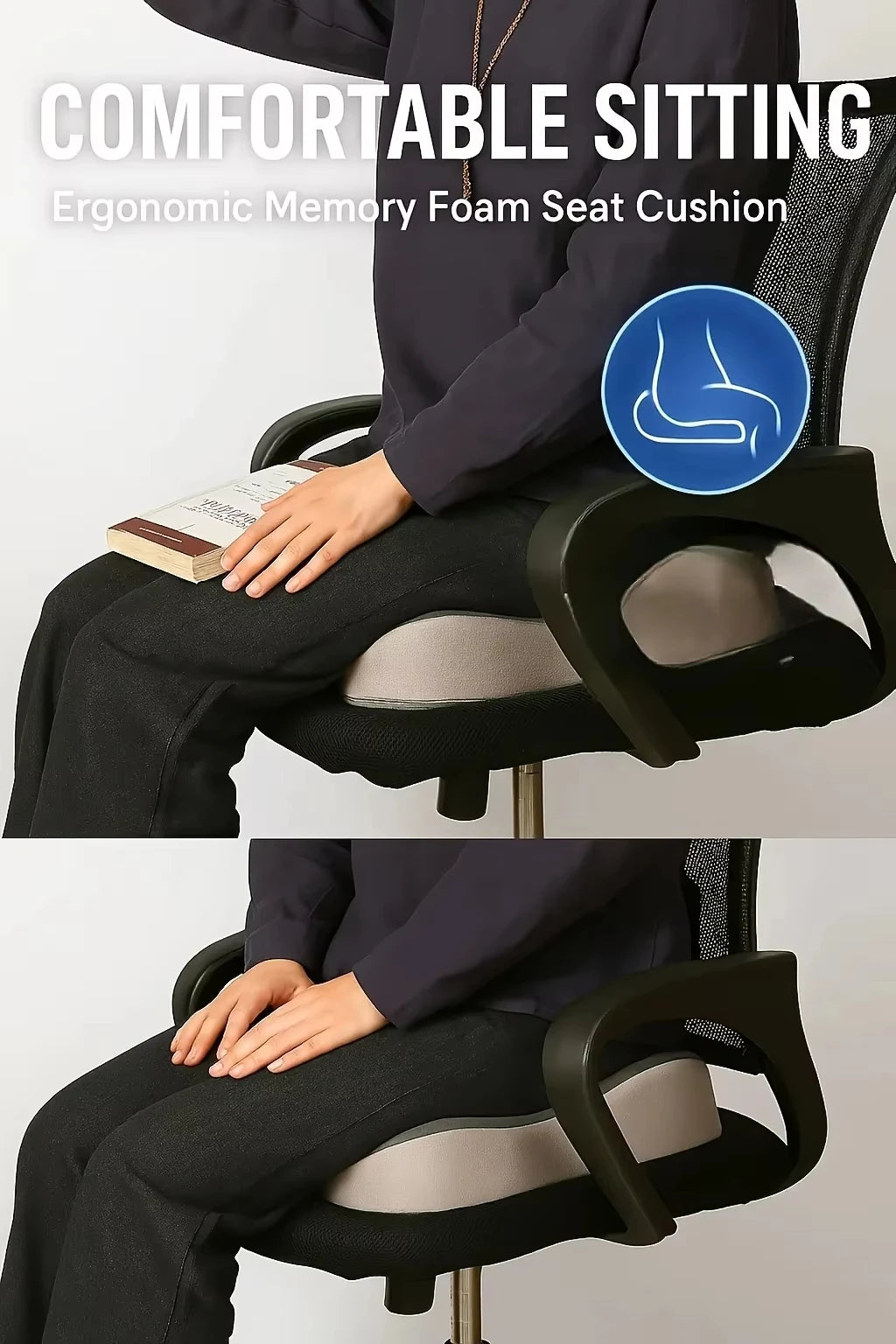 Breathable Memory Foam Cushion: Office/Student/Car, Spine Relief, Worry-Free Sitting, Skin-Friendly & Easy Clean
