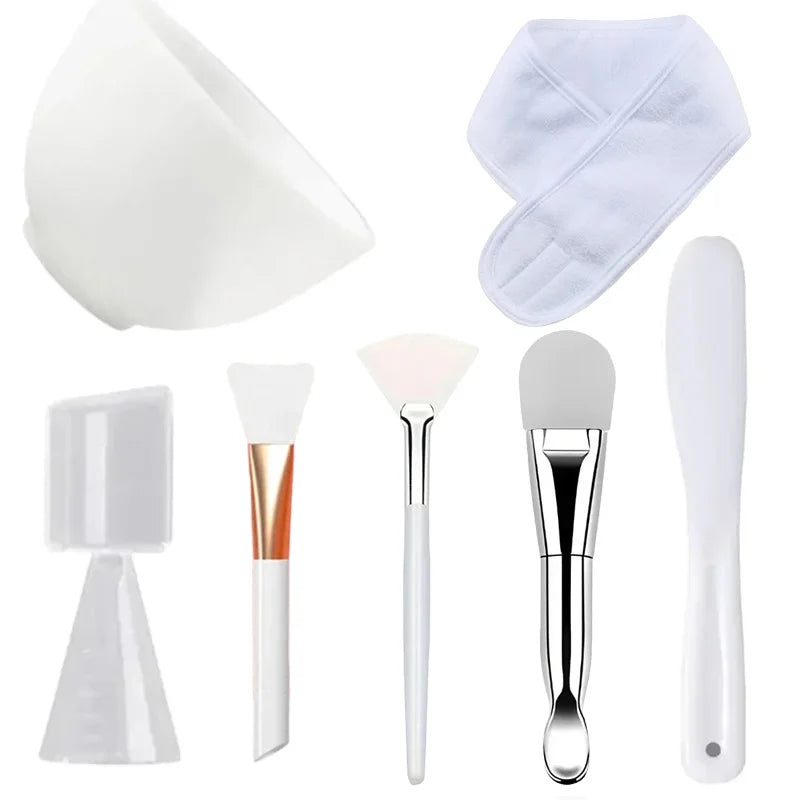 DIY Face Mask Mixing Bowl Set Silicone Facial Applicator Brush Spatula with Measure Spoon Facial Skin Care Tool Beauty Supplies