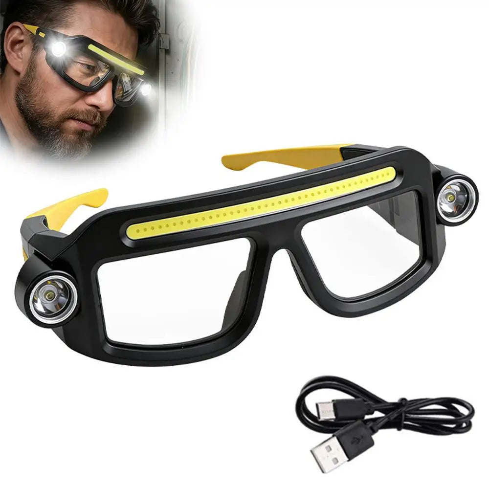 Nowa lampa COB LED XTE na okulary, wielofunkcyjna, ładowalna, wodoodporna, z regulacją kąta, lekka