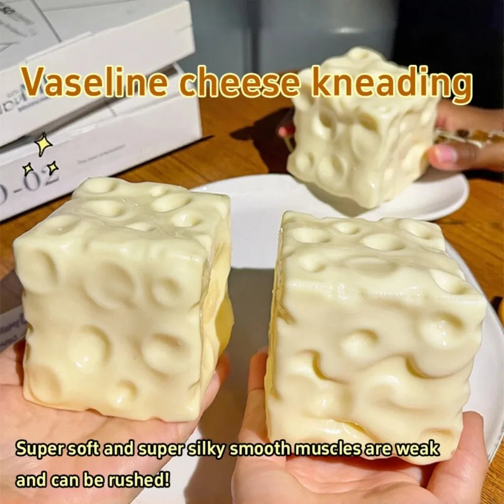 Taba Squishy Cheese Cube Stress Ball Shapeable Squeeze Ball Non Rebound Sensory Fidget Toys for Kids and Adults Relaxing Gifts