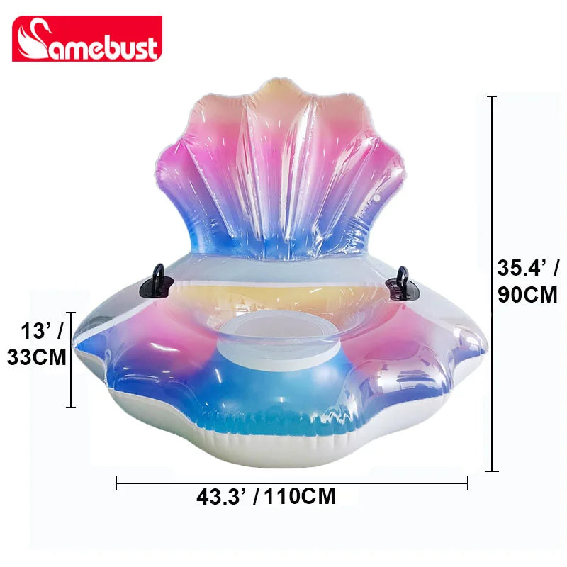 Camebust Shell-shaped Outdoor Inflatable Air Sofa Foldable Camping Lounge Chair with Mesh Bottom Design for Comfortable Seating