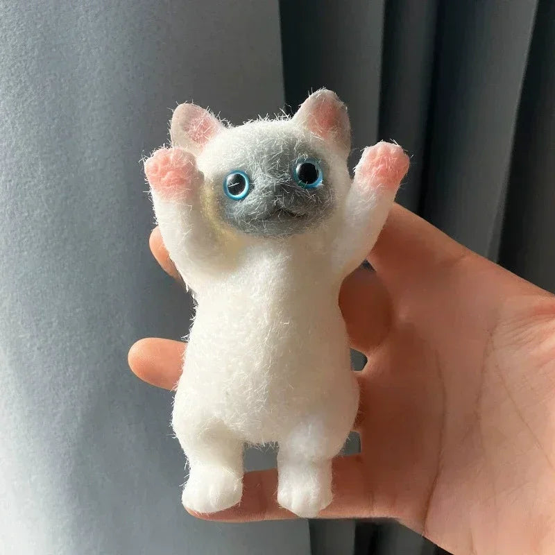 Stress Relief Cat Squeeze Toy Realistic TPR Fidget Toy for Anxiety Soft Sensory Toy for Kids Teens Adults Mochi Squishy