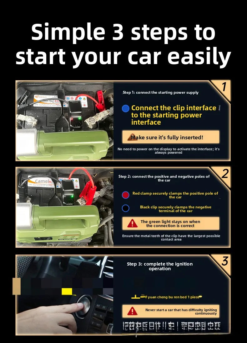 2-in-1 Car Jump Starter with Air Pump Portable Battery Booster Digital Tire Inflator for Car Truck Motorcycle