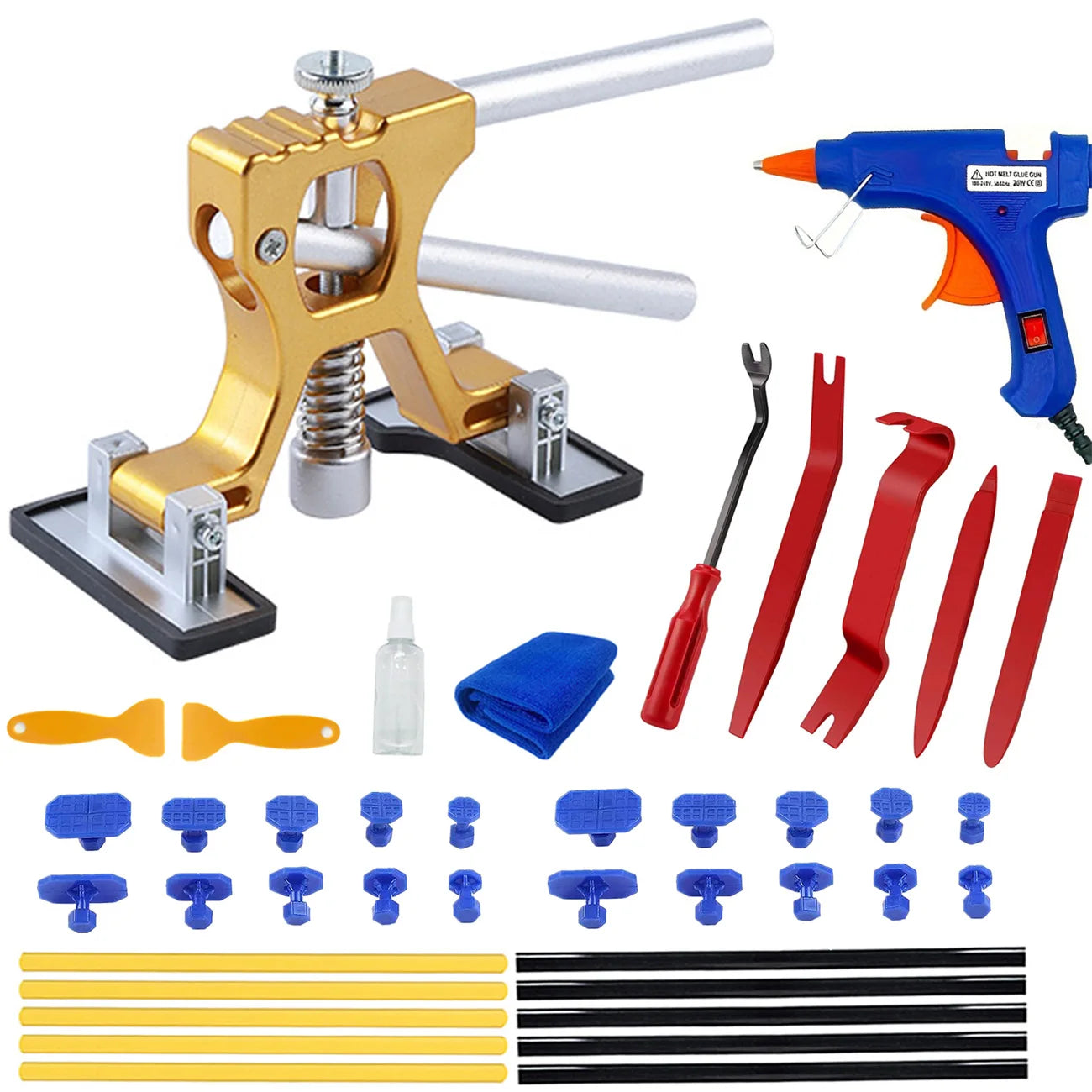 Car Dent Puller Kit Paintless Dent Golden Lifter Suction Cup Bridge Puller Dent Remove Tool Hail Damage Refrigerator Door Repair