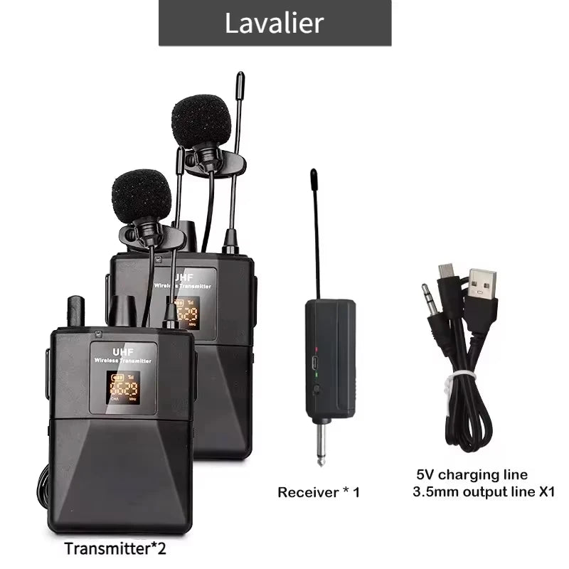 Wireless Lavalier Microphon Headset Mic with Transmitter Receiver LED Display Bodypack Transmitter for Teaching Live Performance