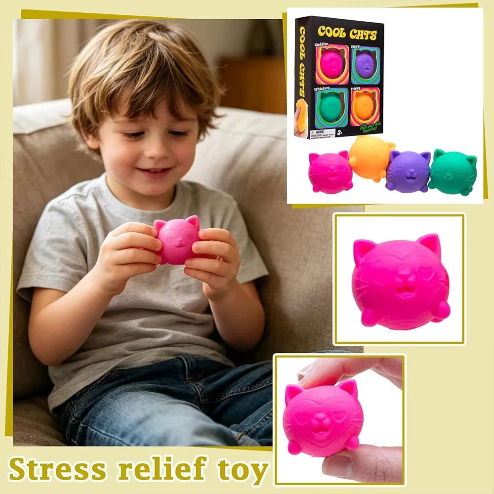 Needoh Cute Cat Maltose Squishy Toys Slow Rise Stress Relief Ball Sensory Fidget Toys for Adult Kids Anti-Anxiety Sensory Toys